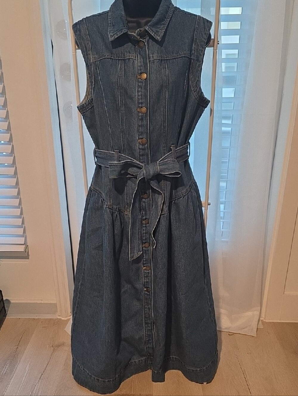 Universal Thread  Tie-Waist Midi A-Line Denim Dress